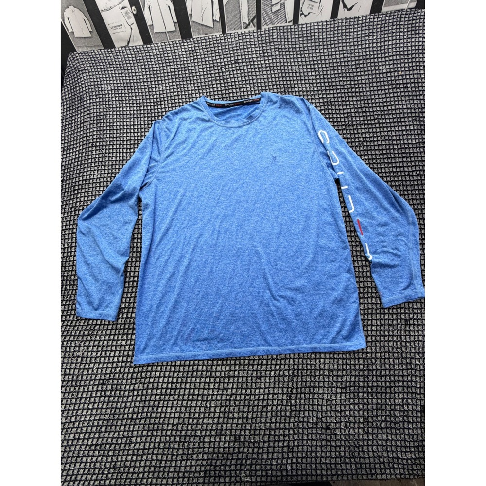 Spyder Rash Guard Mens Large Blue Long Sleeve Swim Shirt Logo Z336